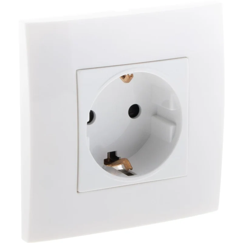 Prise encastrée Schuko + plaque de finition Kalya - Blanc - Zenitech
