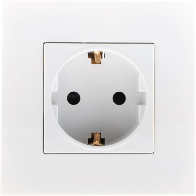 Prise encastrée Schuko + plaque de finition Kalya - Blanc - Zenitech