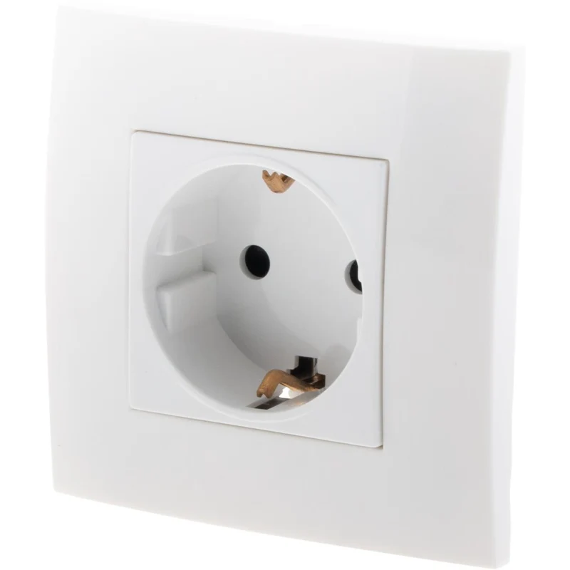 Prise encastrée Schuko + plaque de finition Kalya - Blanc - Zenitech