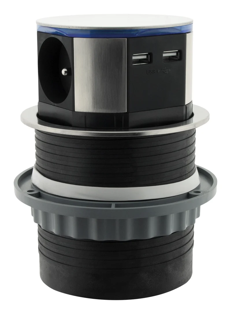Bloc prise encastrable compacte 2P+T 16A + USB - Otio