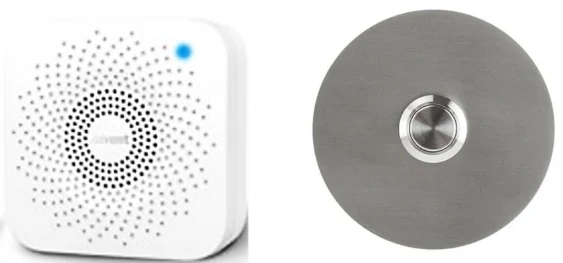 Sonnette sans fil rond acier gris clair boite d'encastrement