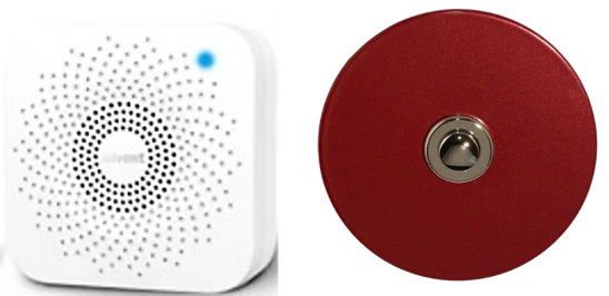 Sonnette sans fil rond acier rouge boite d'encastrement