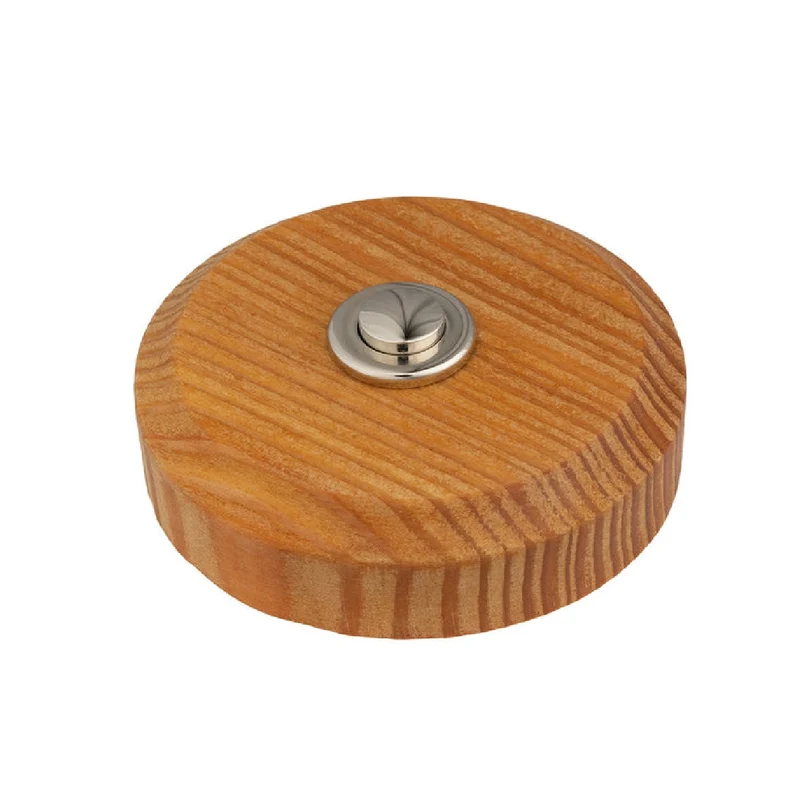 Sonnette Landes filaire bois mélèze rond bouton chrome