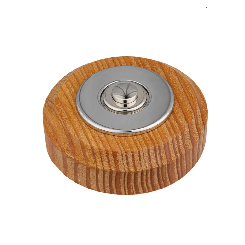 Sonnette Luberon filaire bois mélèze rond collerette chrome