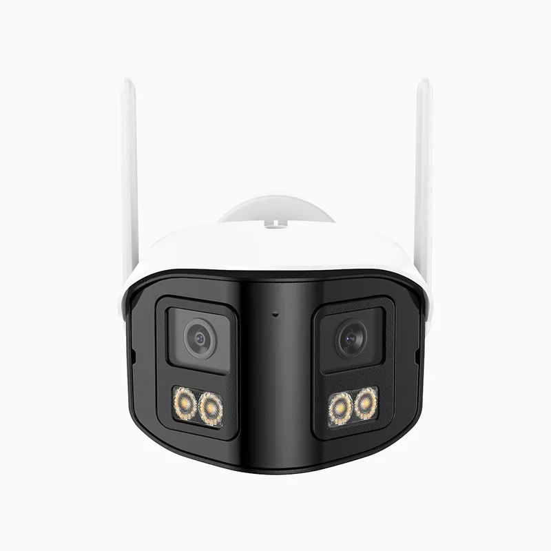 WCD400P - Caméra de sécurité extérieure sans fil 4MP à double objectif, angle 170°, WiFi bi-bande 2,4/5 GHz, vision nocturne en couleur, détection de mouvement, audio bidirectionnel, compatible avec Alexa