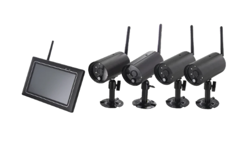 Kit with 4 wireless cameras with IP touch screen