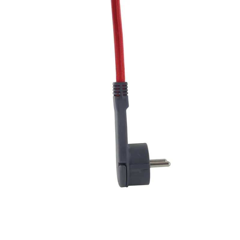 Grey power strip and red textile cable with 2 USB - 1,5m