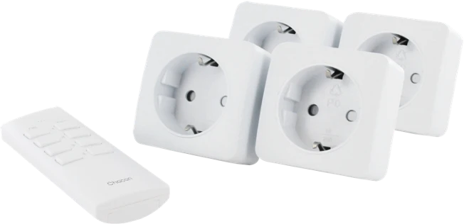 Set of four On/Off mini sockets and 4-channel remote control 2300W
