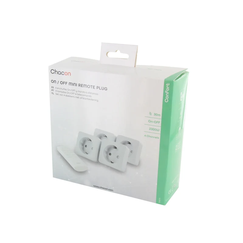 Set of four On/Off mini sockets and 4-channel remote control 2300W
