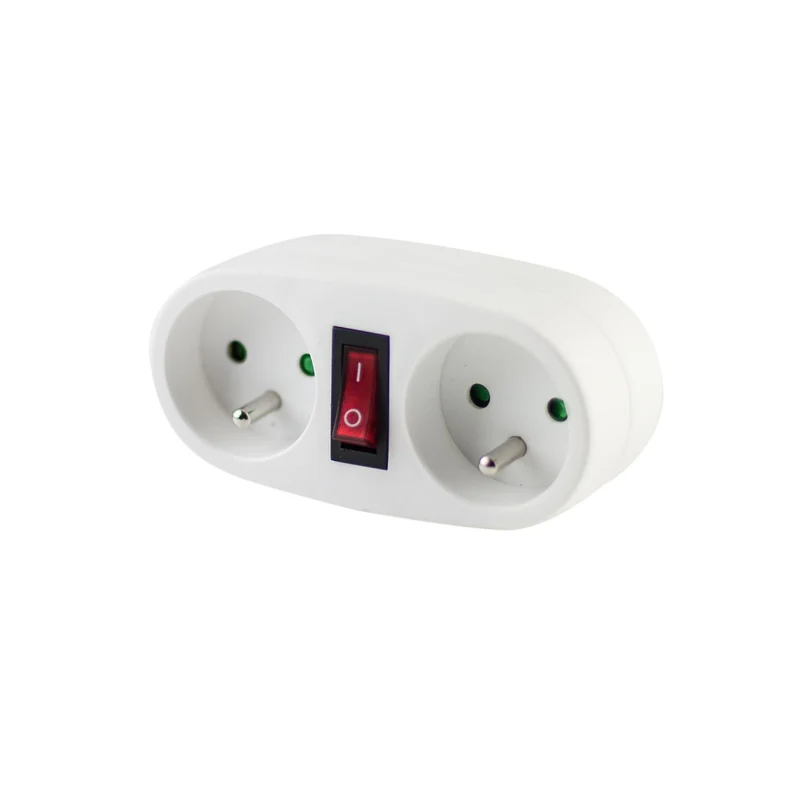 Set of 3 White terminal block with switch- 2 x 16 A