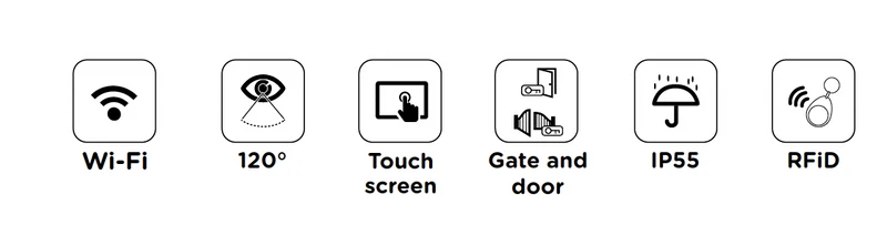 WiFi DiO wired videophone with 7" touchscreen and RFID opening