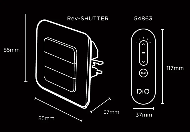 Pack with 3 Connected Shutter Switches and remote control - DiO Connect