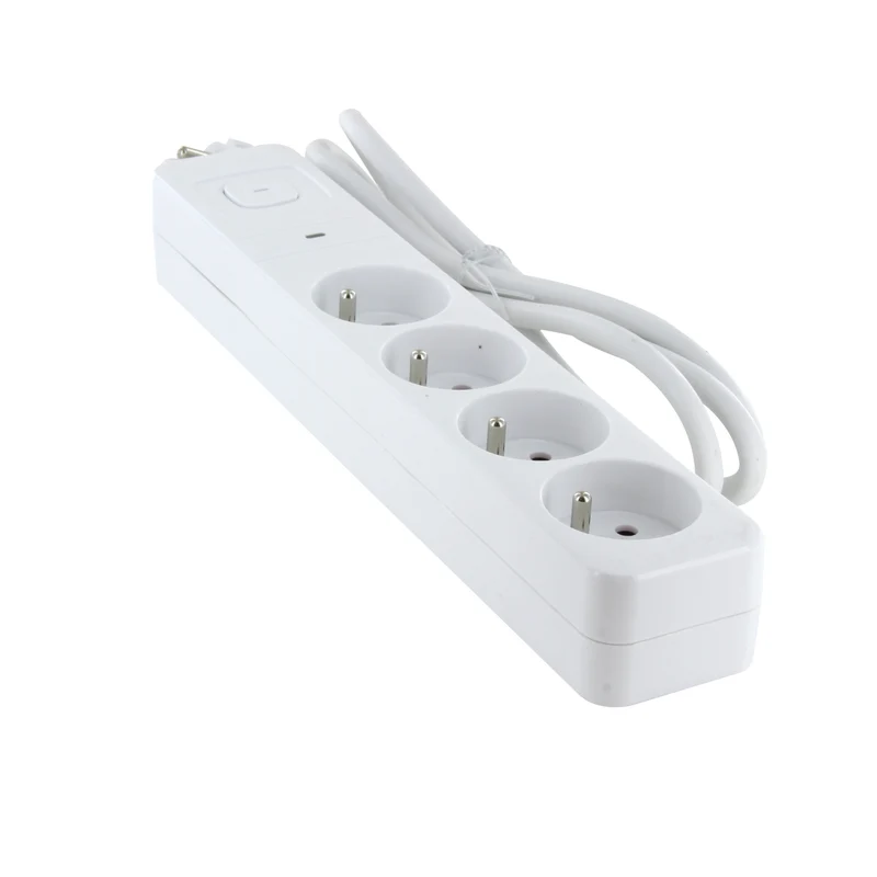 White power strip with switch - 4 x 16 A - 1.5 m and surge protection
