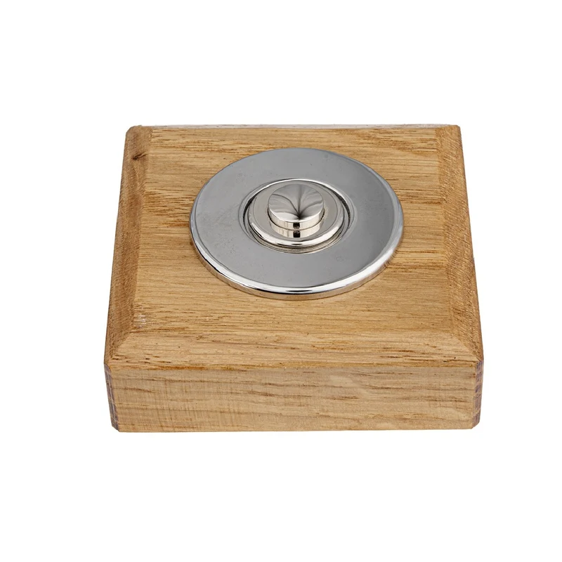Sonnette Luberon filaire bois mélèze carré collerette chrome