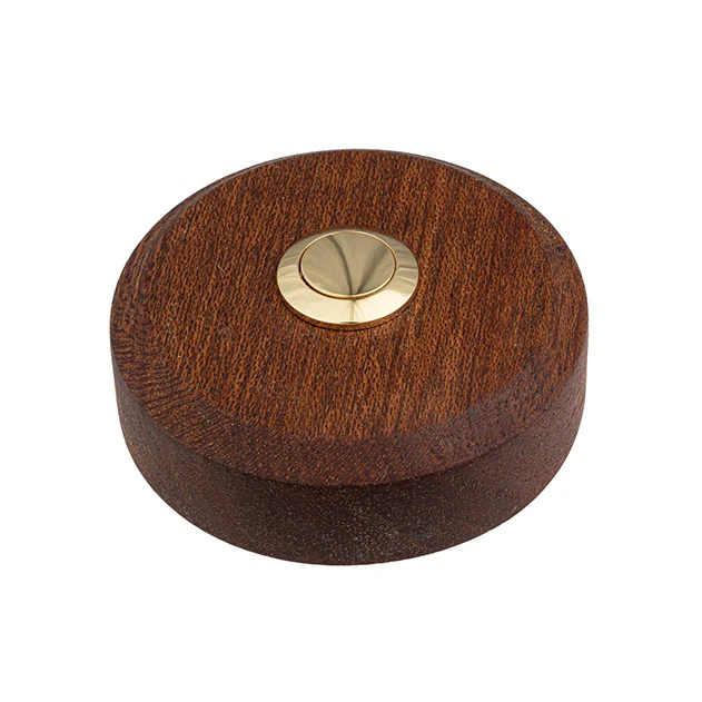 Sonnette Landes filaire bois tropical rond bouton laiton