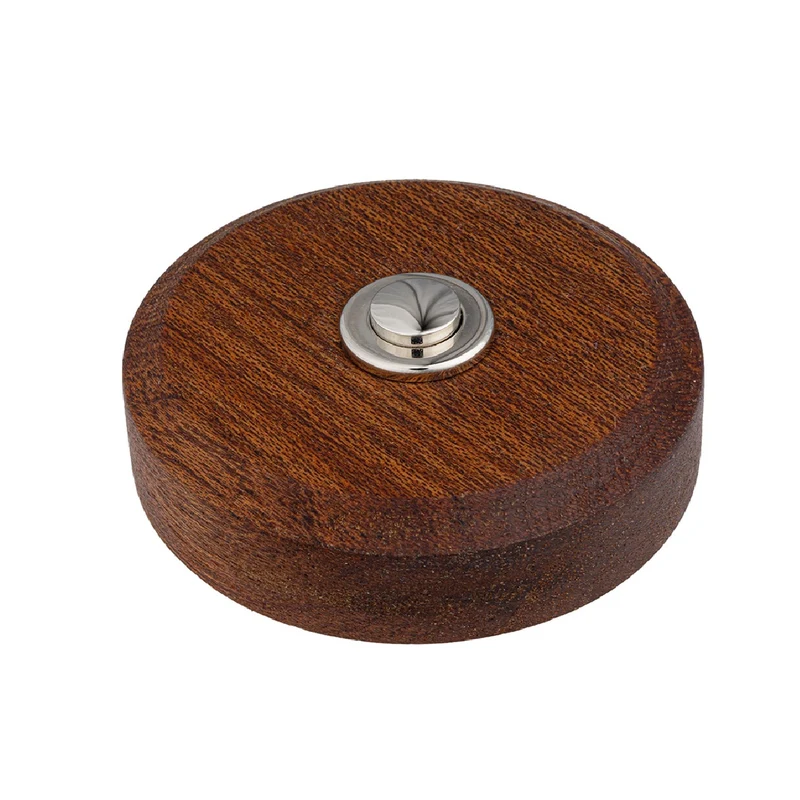Sonnette Ardennes filaire bois tropical rond bouton chrome