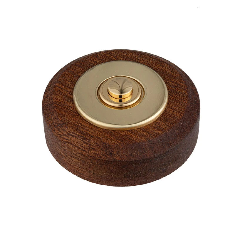 Sonnette Luberon filaire bois tropical rond collerette laiton