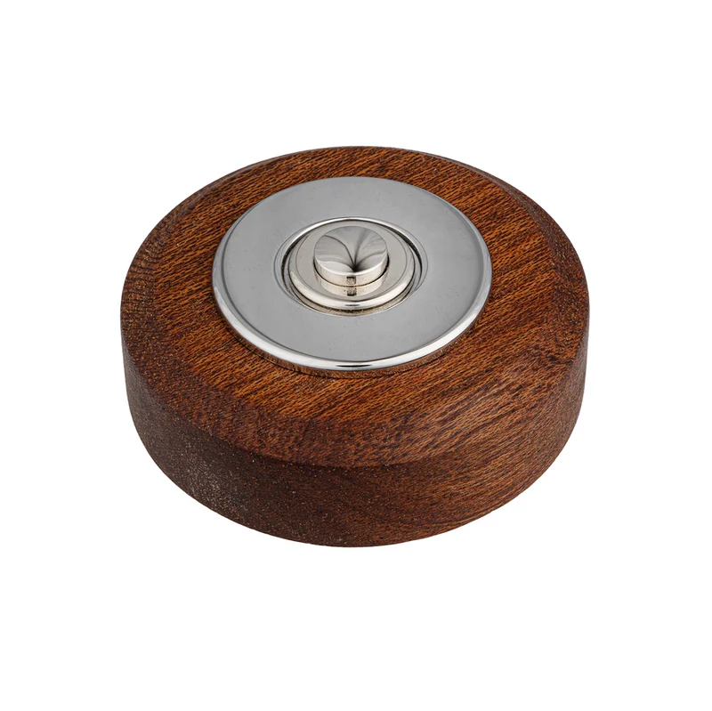 Sonnette Esterel filaire bois tropical rond collerette chrome