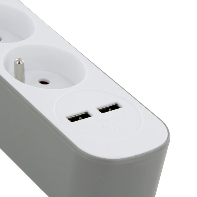 Power strip 5 x 16 A with USB - 1.5 m - White/Grey