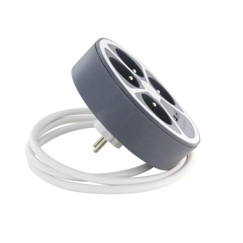 Circular design power socket with USB