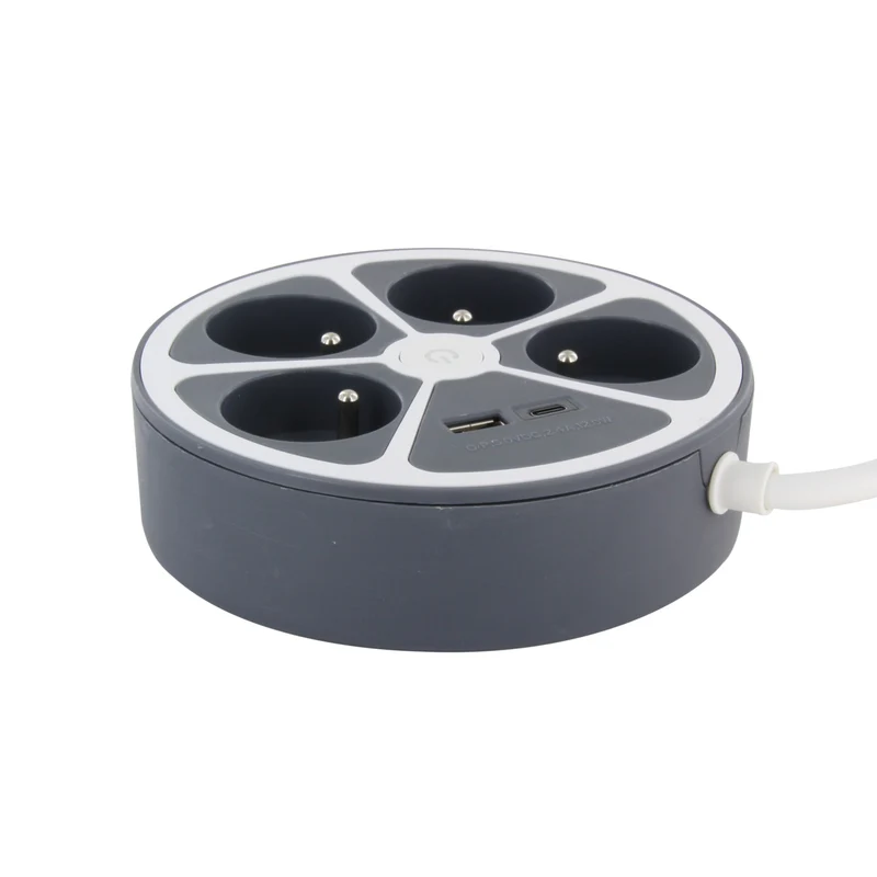 Circular design power socket with USB