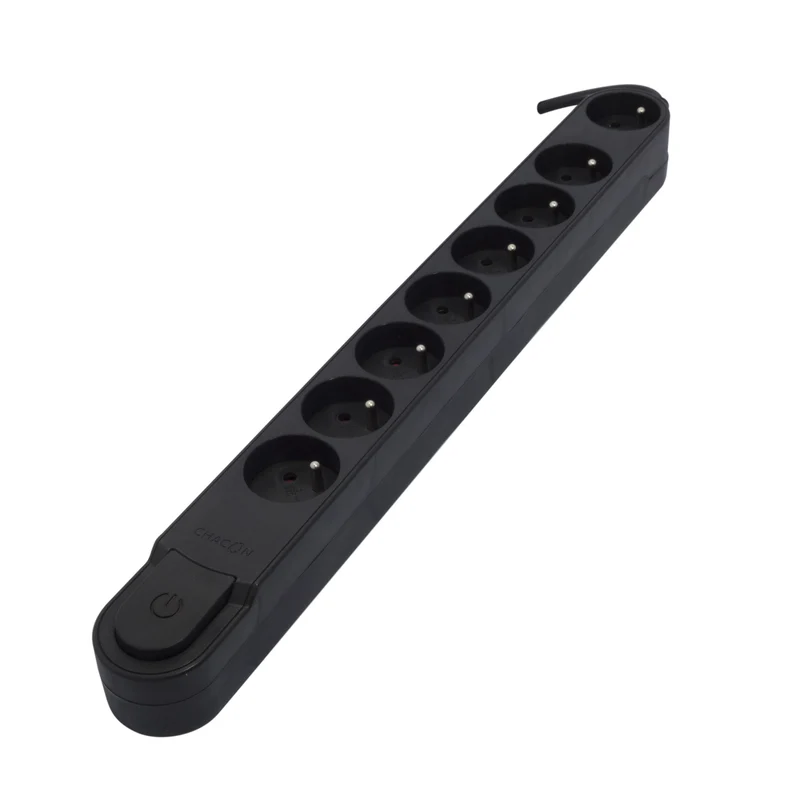 Stylish power strip 8 x 16 A with switch - 1.5 m - Black