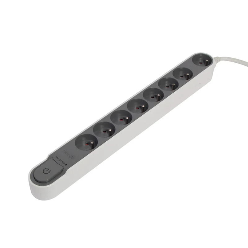 Stylish power strip with surge protection 8 x 16 A with switch - 1.5 m - Dark grey
