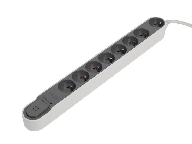 Stylish power strip with surge protection 8 x 16 A with switch - 1.5 m - Dark grey