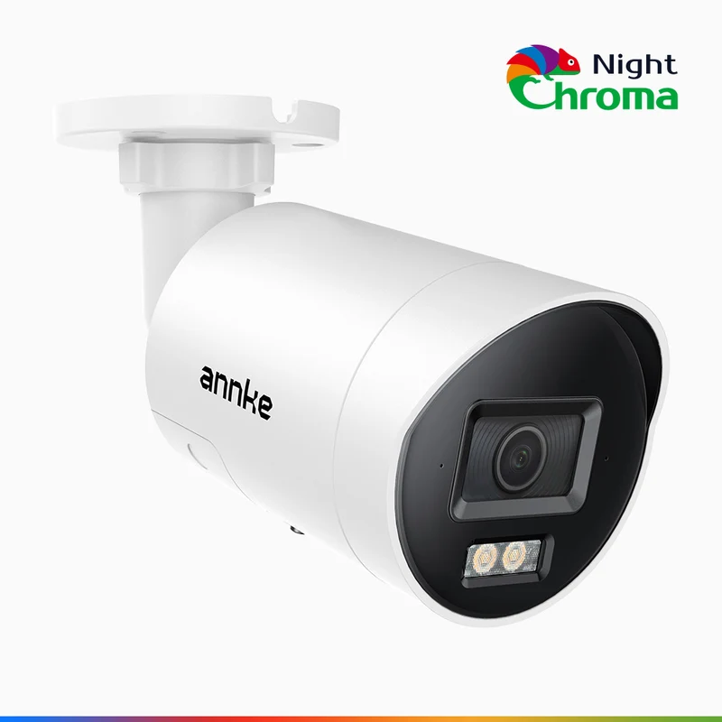 NightChroma™ NCBR800 - Caméra de Surveillance Extérieure PoE 4K avec Alarme Rouge et Bleue, 3840x2160@25 fps, Vision Nocturne en Couleur et Infrarouge, Détection Personnes-Véhicules, Analyse Comportementale Intelligente, Audio Bidirectionnel, IP67