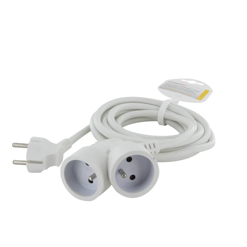 Extension cord HO5VVF 3G1,5 - 5m dual head white