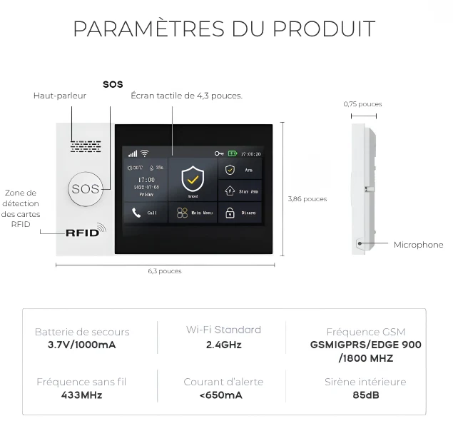 Système d'Alarme Maison Keynoxy™ Fortress : Centrale Sans Fil 4G/WiFi 433MHz
