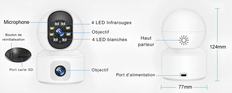 Caméra de Surveillance Keynoxy™ 360° : Double Objectif, PTZ & Détection IA