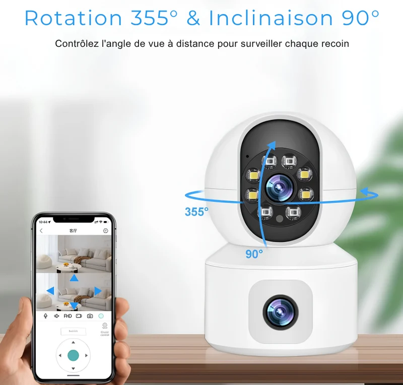 Caméra de Surveillance Keynoxy™ 360° : Double Objectif, PTZ & Détection IA