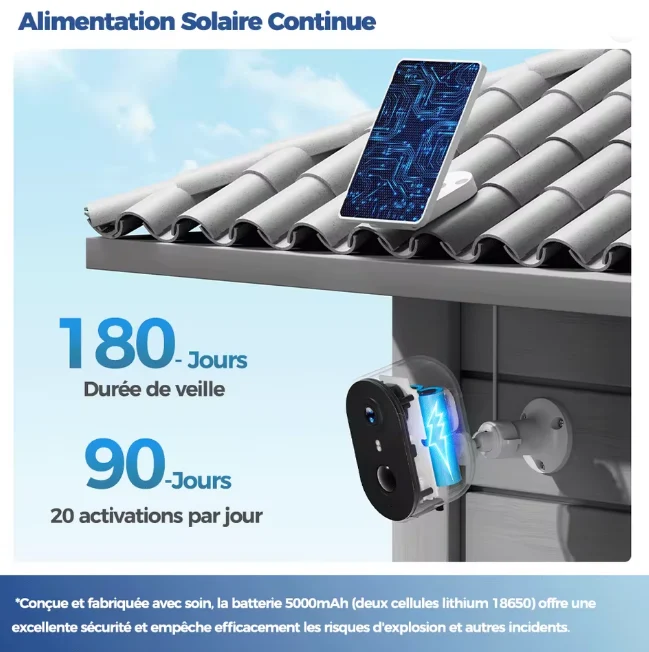 Caméra de Surveillance Keynoxy™ Solar : Solaire, WiFi & Détection IA