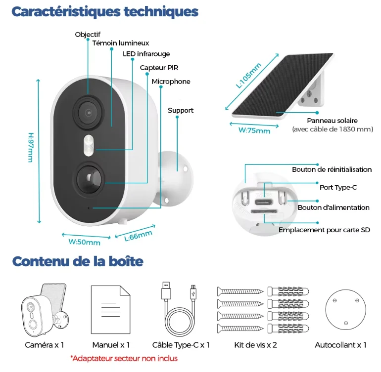 Caméra de Surveillance Keynoxy™ Solar : Solaire, WiFi & Détection IA