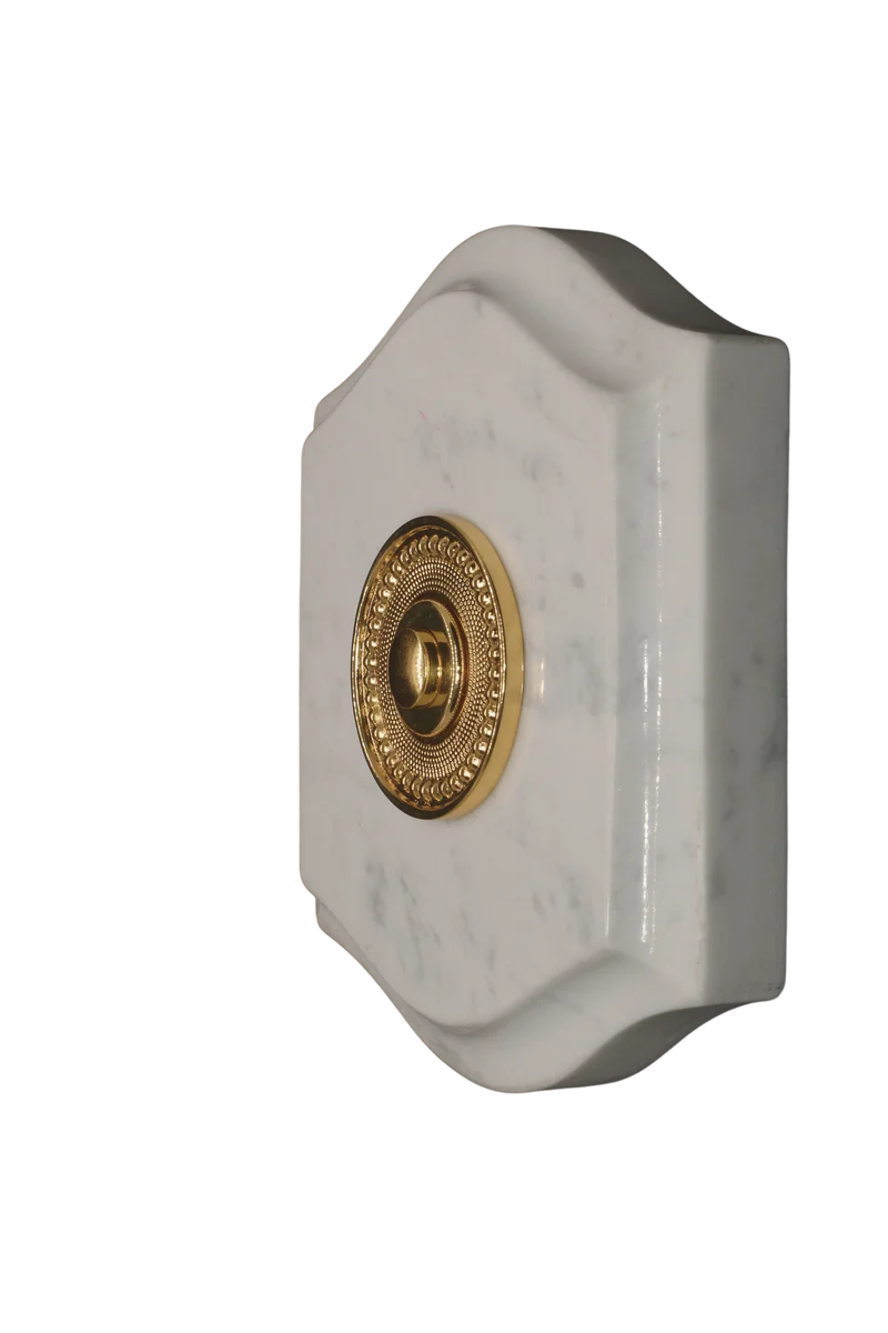 Plaque à chapeau Napoléon filaire marbre blanc collerette perlée laiton