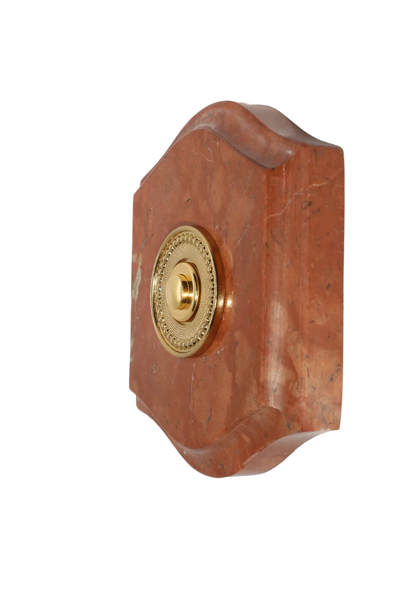 Plaque à chapeau Napoléon filaire marbre rouge collerette perlée laiton