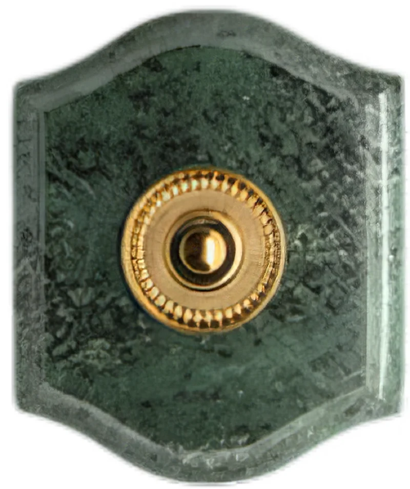 Plaque à chapeau Napoléon filaire marbre vert collerette perlée laiton