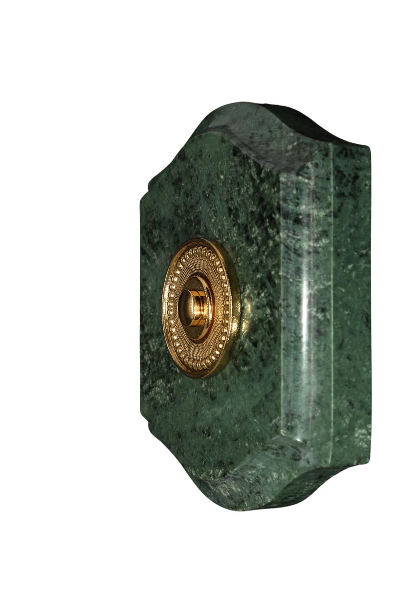 Plaque à chapeau Napoléon sans fil marbre vert collerette perlée laiton et carillon