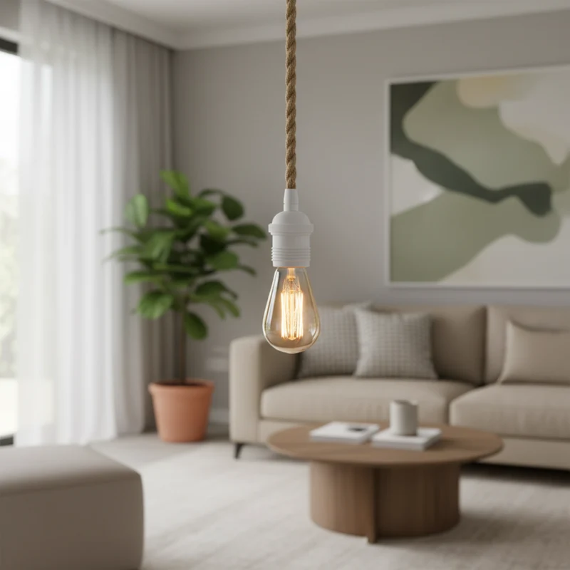 Pendant lights with switch in jute