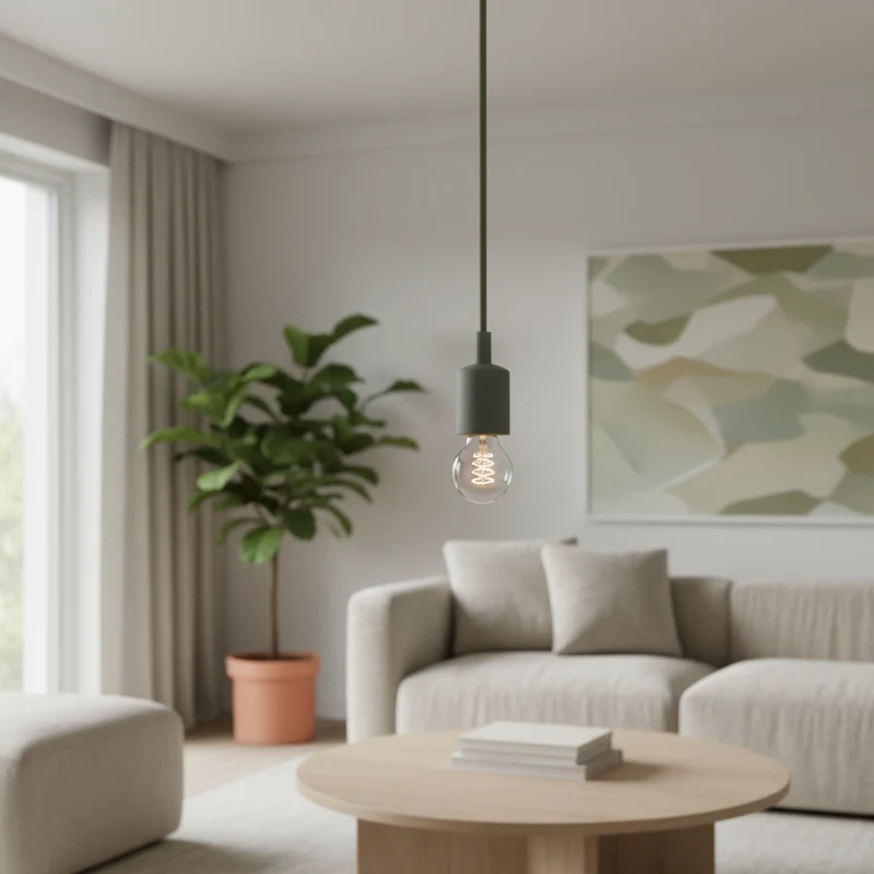Silicone pendant light kit - olive green