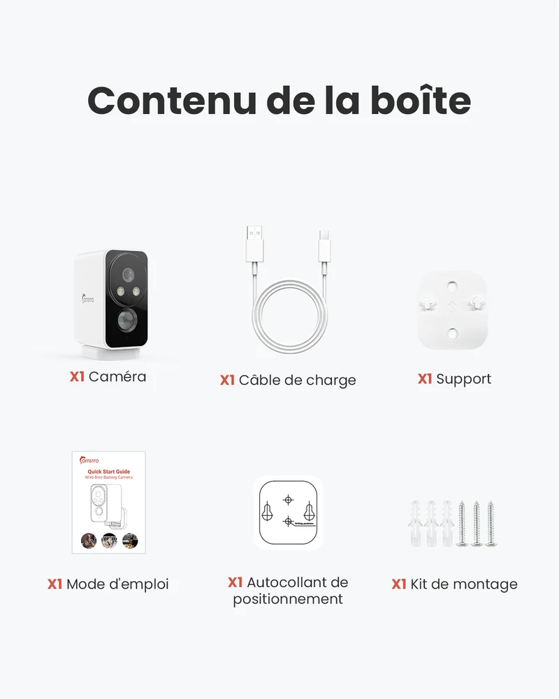 Caméra de surveillance extérieure 2K sans fil sur batterie, 180° Panoramique Wi-Fi intérieure/extérieure avec vision nocturne couleur, détection de mouvement PIR, audio bidirectionnel, stockage Cloud/carte SD, compatible Alexa, Wi-Fi 2,4 GHz