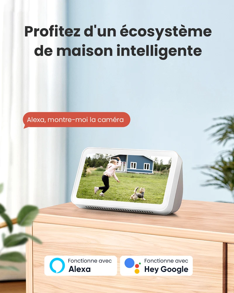 Caméra de surveillance extérieure 2K sans fil sur batterie, 180° Panoramique Wi-Fi intérieure/extérieure avec vision nocturne couleur, détection de mouvement PIR, audio bidirectionnel, stockage Cloud/carte SD, compatible Alexa, Wi-Fi 2,4 GHz
