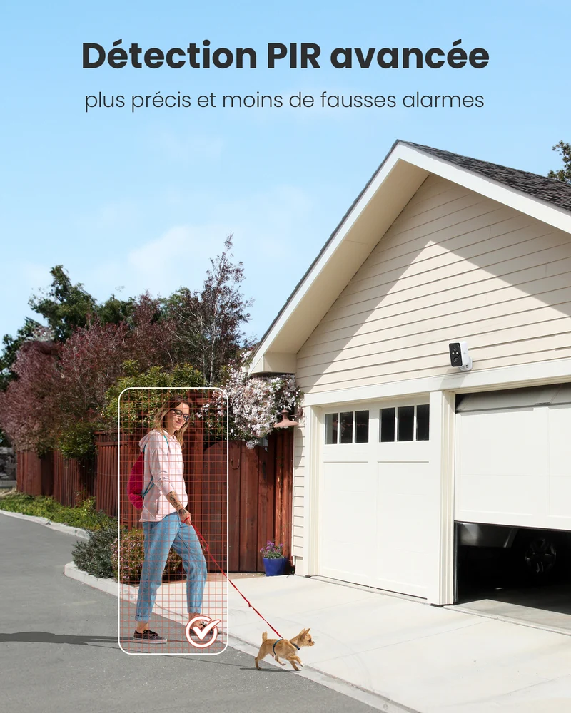 Caméra de surveillance extérieure 2K sans fil sur batterie, 180° Panoramique Wi-Fi intérieure/extérieure avec vision nocturne couleur, détection de mouvement PIR, audio bidirectionnel, stockage Cloud/carte SD, compatible Alexa, Wi-Fi 2,4 GHz