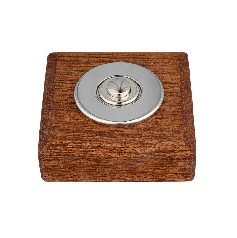 Sonnette Esterel filaire bois tropical carré collerette chrome