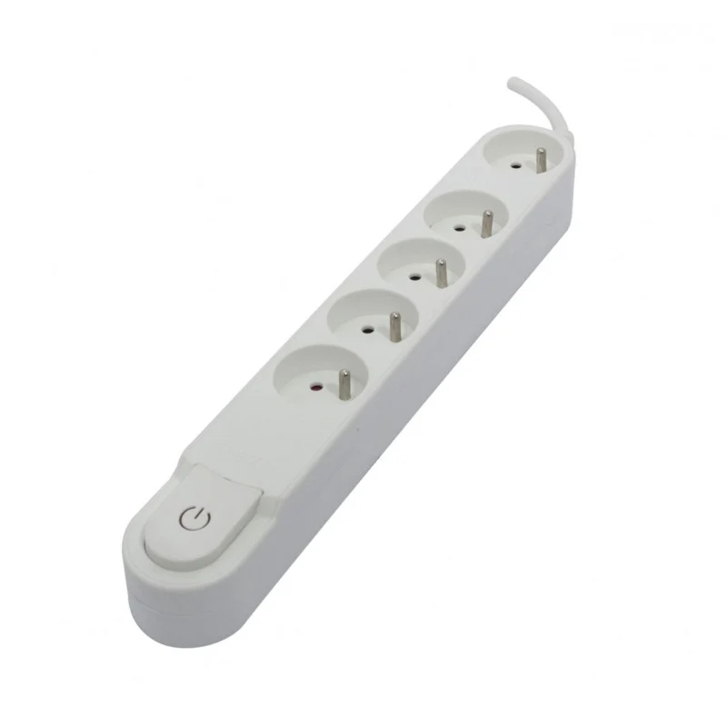 Stylish power strip 5 x 16 A with switch and flat plug - 1.5 m - White