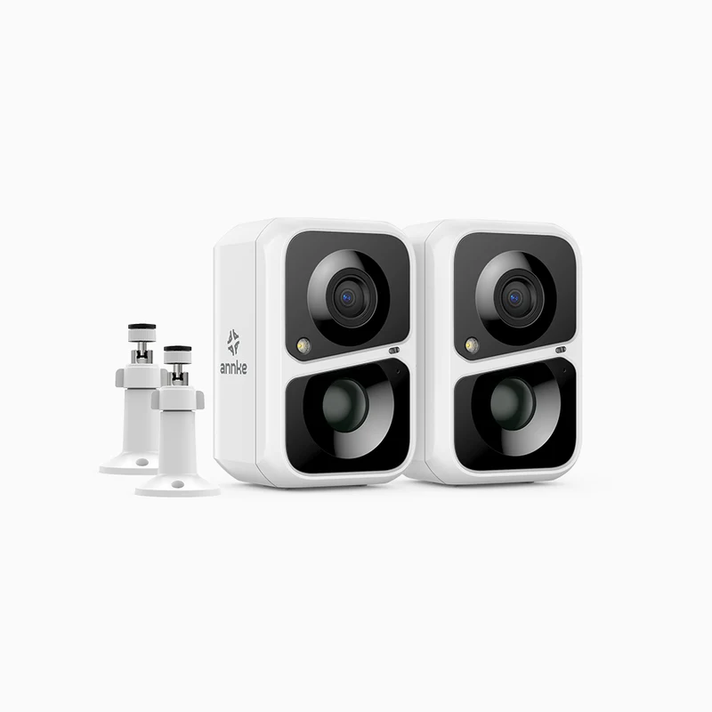 Custos - Lot de 2 Caméra de sécurité extérieure 3MP WiFi Batterie à énergie solaire, batterie rechargeable 4400 mAh, sirène et alarme stroboscopique, audio bidirectionnel, cloud et max. Stockage local de 128 Go, fonctionne avec Alexa
