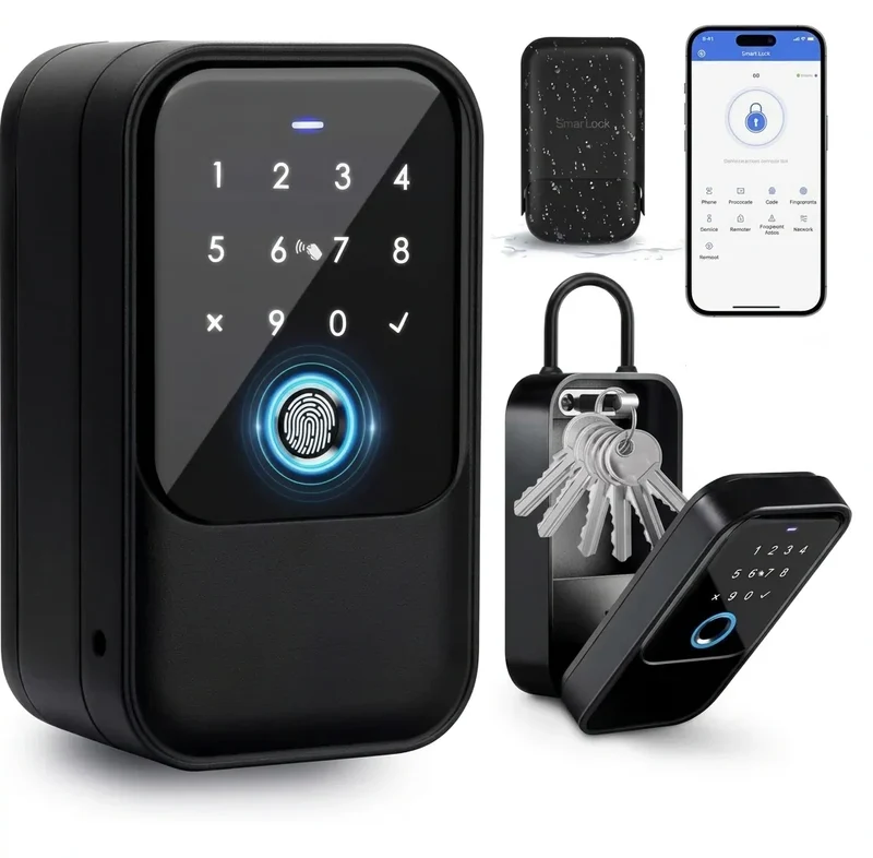 Boîte à Clés Connectée Intelligente - Empreinte Digitale, Code & App Mobile - Idéal Airbnb