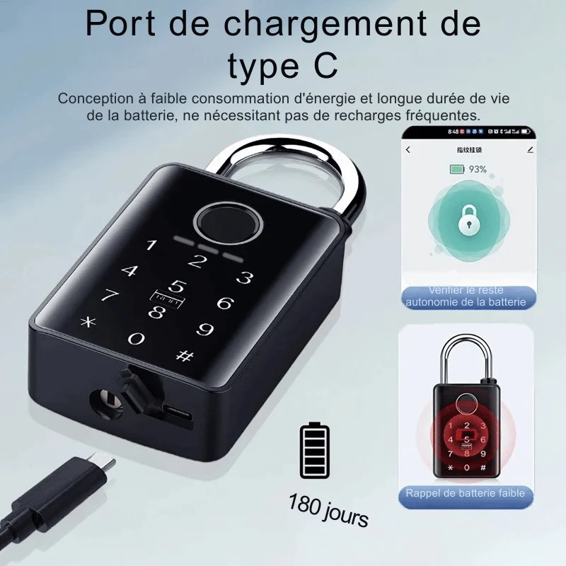 Cadenas Connecté Keynoxy™ Lock : Empreinte & Bluetooth