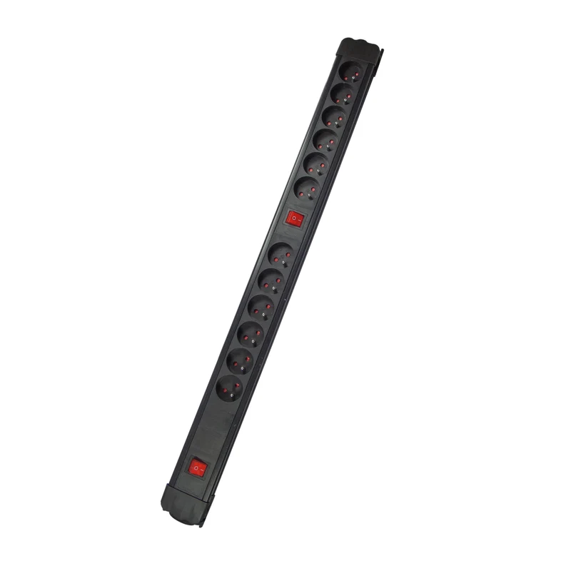 Power strip with double switch 12 x 16 A - 1.5 m - Black